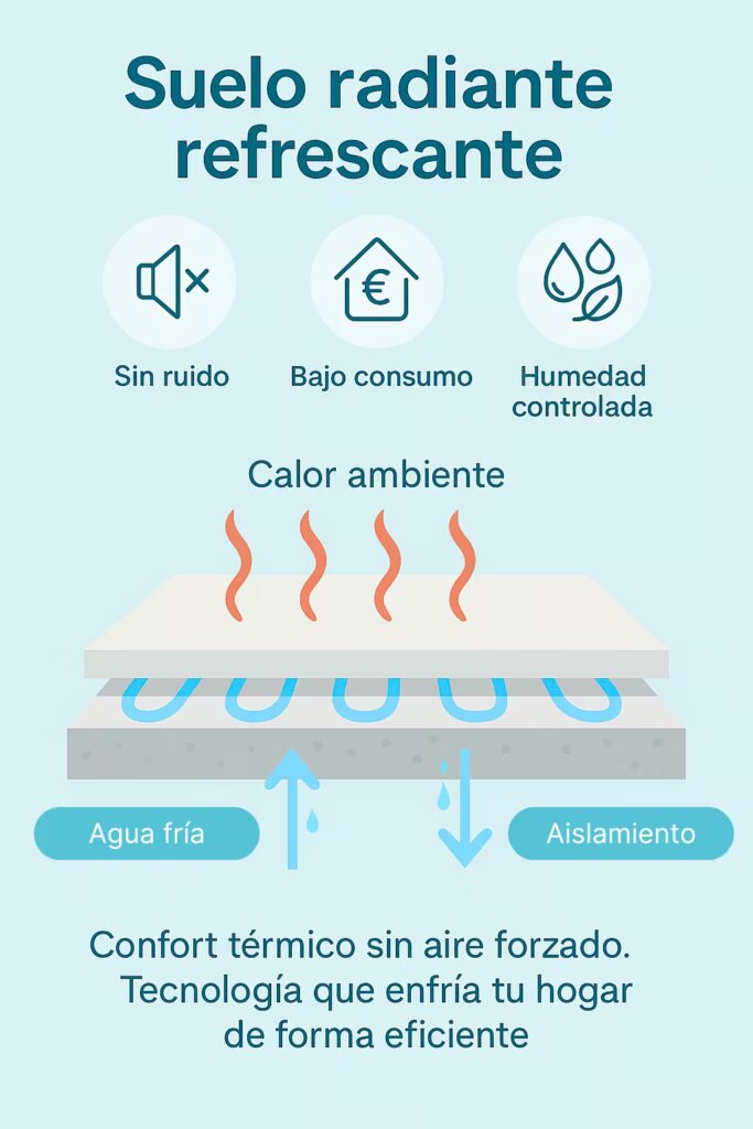 Infografía de cómo funciona el suelo radiante refrescante