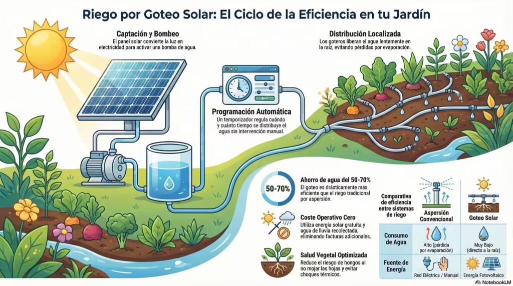 Riego por goteo solar: qué es y cómo funciona