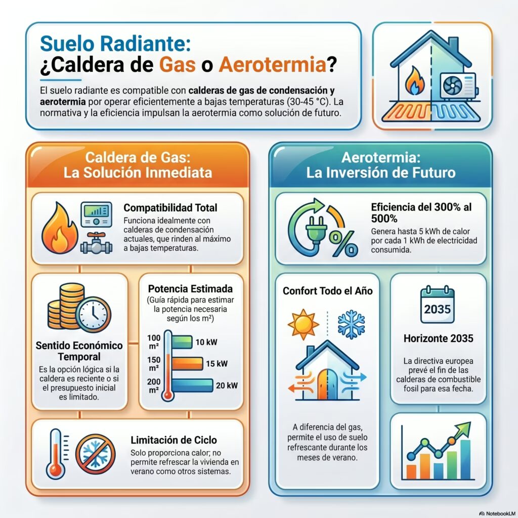 Suelo radiante con caldera de gas: funciona y vale la pena.